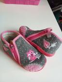 Chaussons fille rose montantes, gris taille 23  GBB marque, fermeture éclair, gris, rose, motif Hibou, hiver