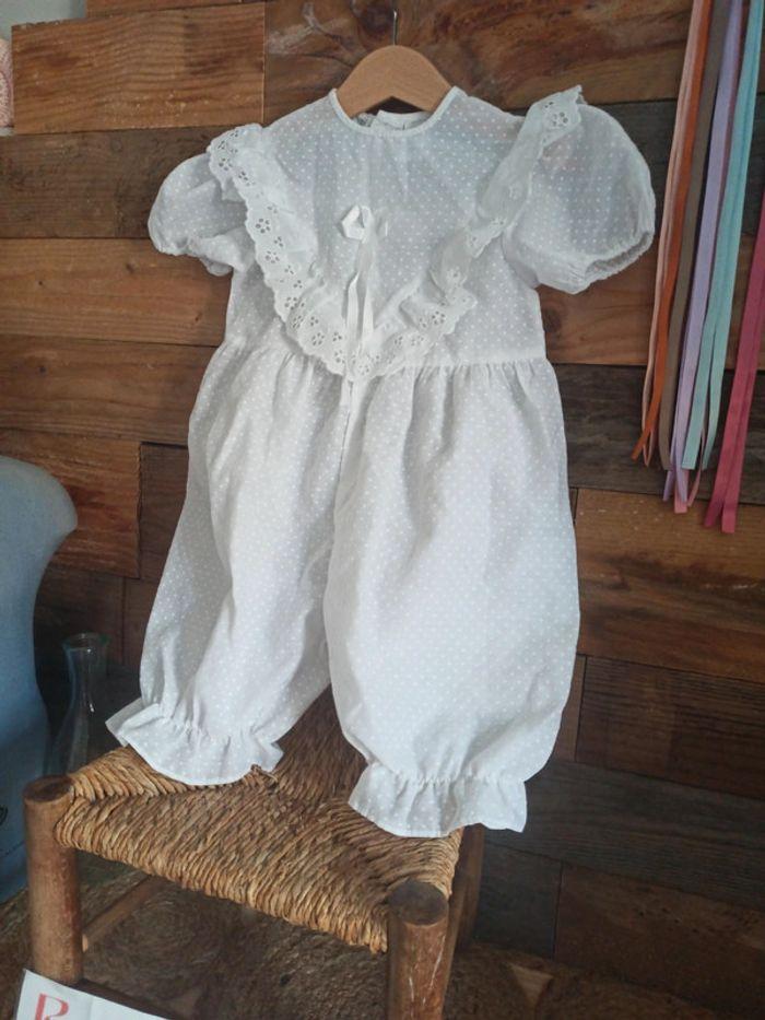 Combinaison tenue blanche fille 2 ans vintage tbe - photo numéro 2