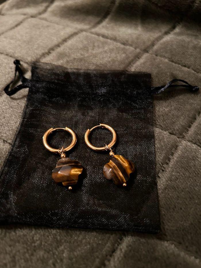 Boucles d’oreilles œil de tigre - photo numéro 4