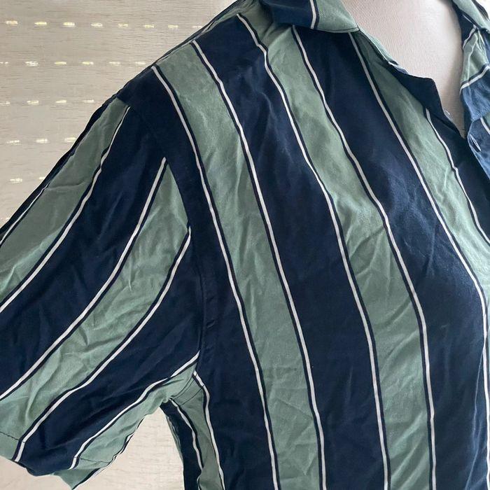 Chemise à rayure bleu et vert gomme neuve Hollister - photo numéro 5