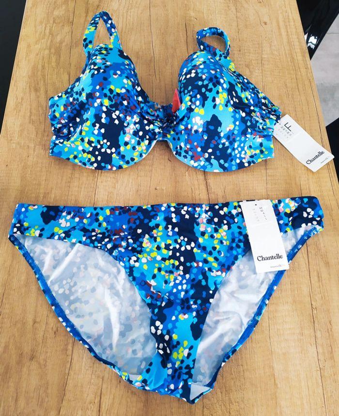 Maillot de bain femme 2 pièces bleu multicolore taille 95F 44 Chantelle - photo numéro 1