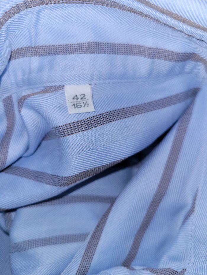 Chemise Gheradi rayée bleue vintage homme taille 42 en très bon état - photo numéro 16