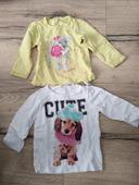 2 t shirts manches longues motif chien fille 18 mois