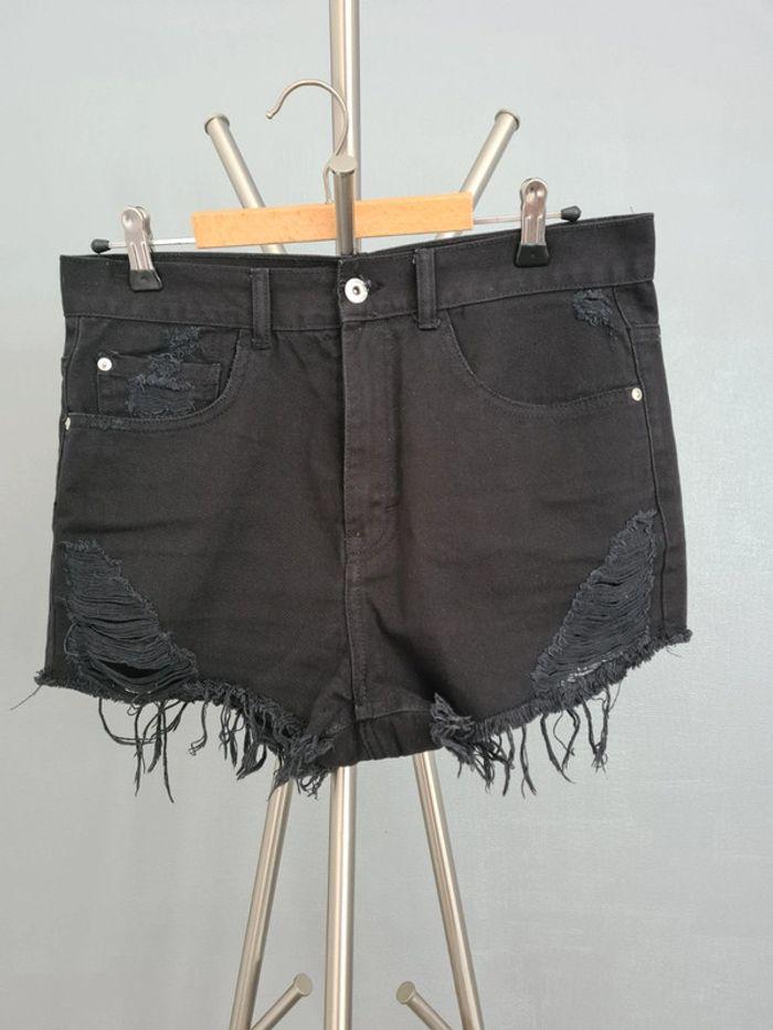 Short en Jean Noir femme déchiré Ripped 40 - photo numéro 6