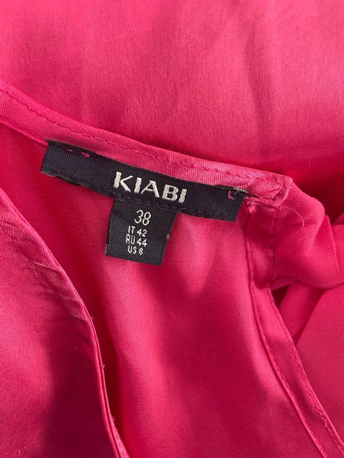 Débardeur blouse sans manche rose en satin avec bijoux clous devant col rond kiabi taille 38 - photo numéro 4