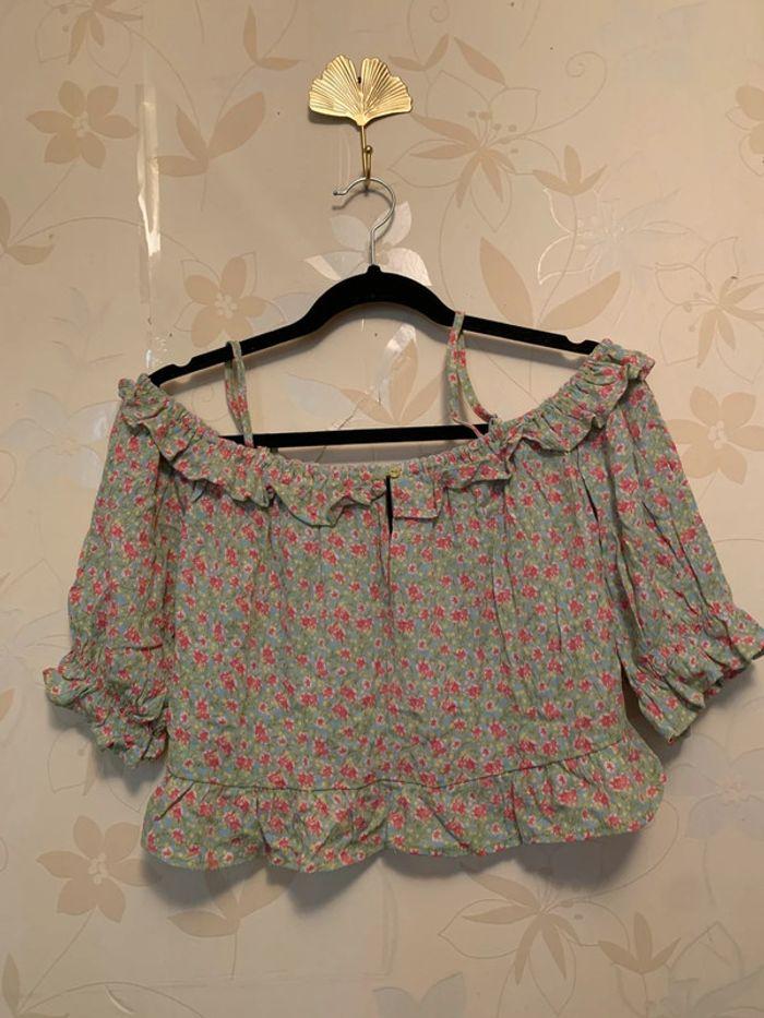 Blouse verte motifs fleurs - photo numéro 3