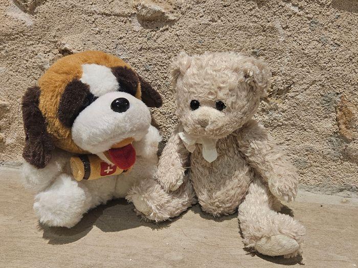 Lot peluches Saint Bernard et ourson - photo numéro 2