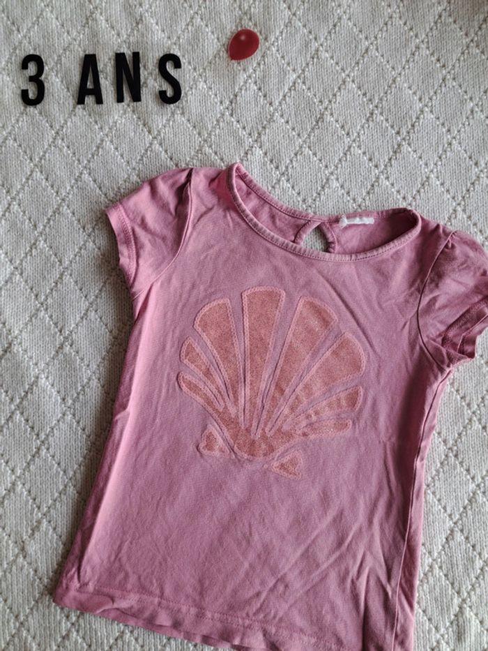 T-shirt manches courtes rose coquillage - photo numéro 1