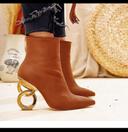 Bottines effet nubuck camel