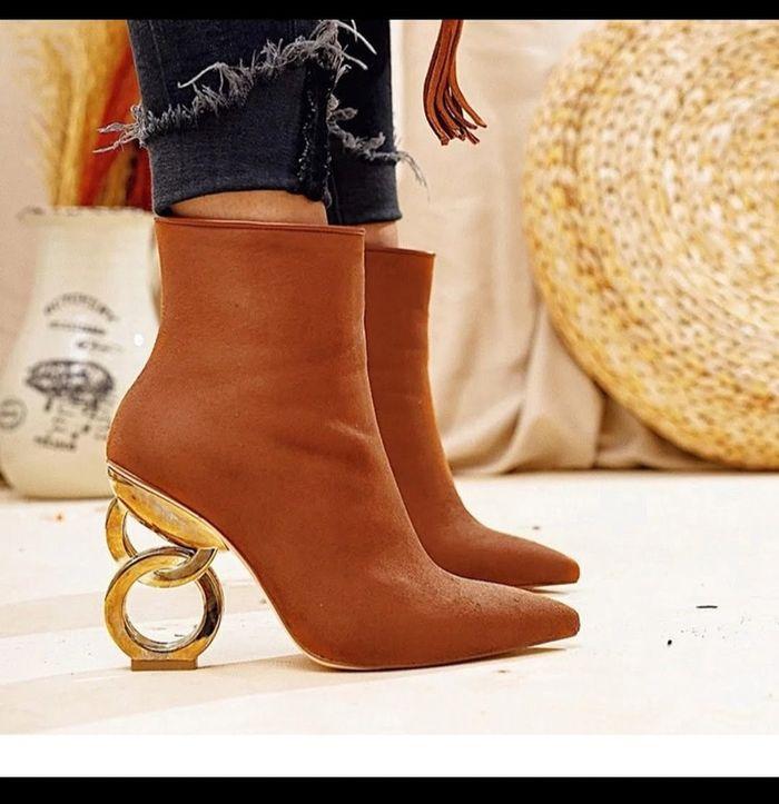 Bottines effet nubuck camel - photo numéro 1