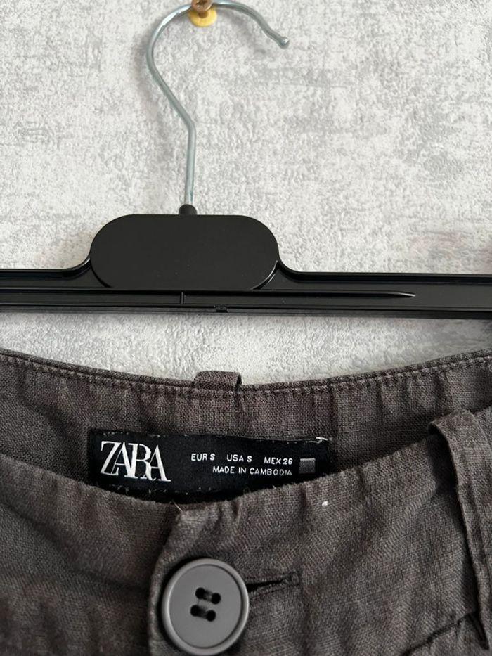 Pantalon à jambes larges fluide gris Zara - photo numéro 4