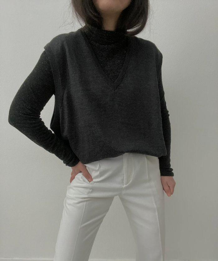 Oversized pull long sans manches anthracite - photo numéro 11