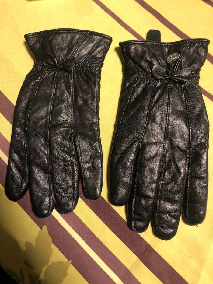 Gants Cuir véritable noir femme avec doublure 6,5 - photo numéro 2