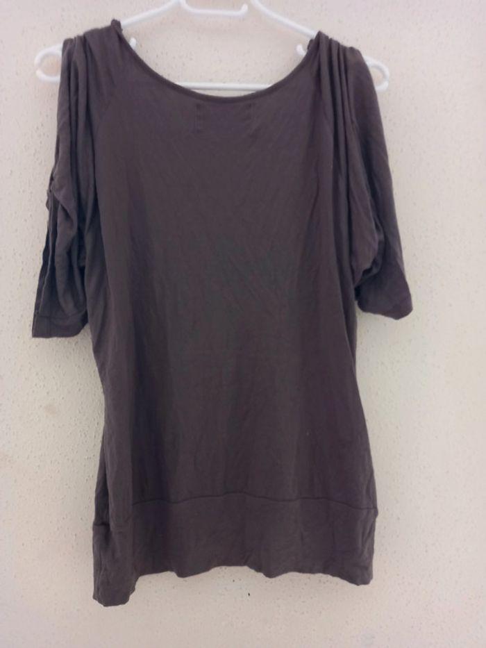 T-SHIRT top épaule brun clair Taille : 38 - photo numéro 5