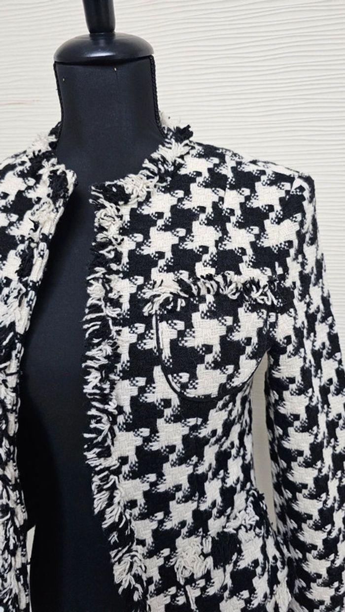 Veste tailleur blazer tweed noir blanc vintage Expensive - photo numéro 4