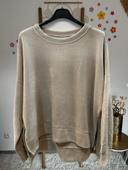 Sweat velours fente zippée beige