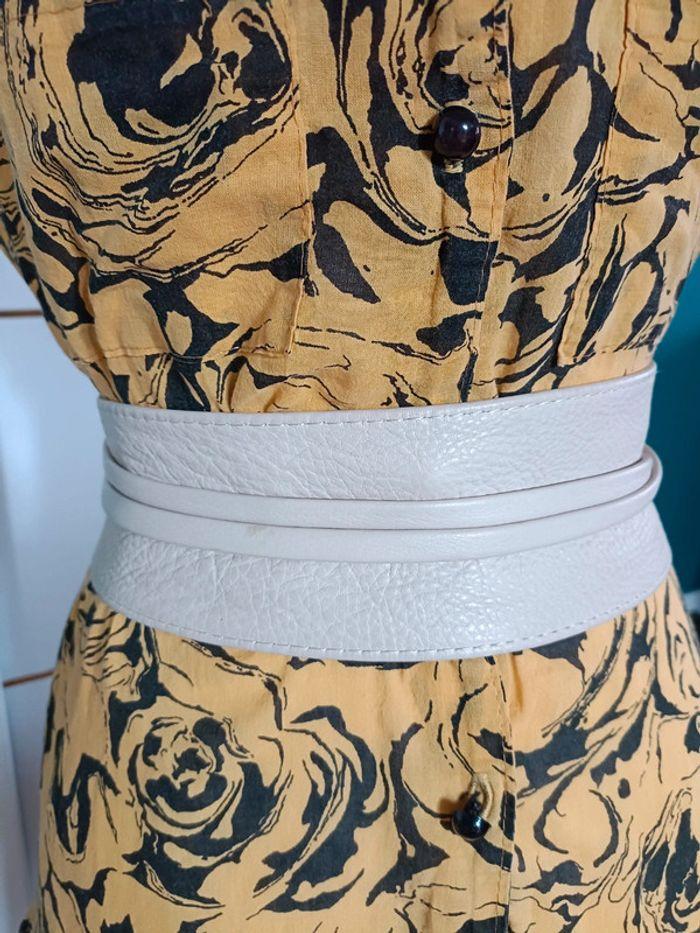 Ceinture beige écru cuir - photo numéro 5