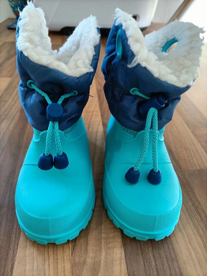 Bottes de neige ski bleues marines et turquoises 22-23 - photo numéro 2