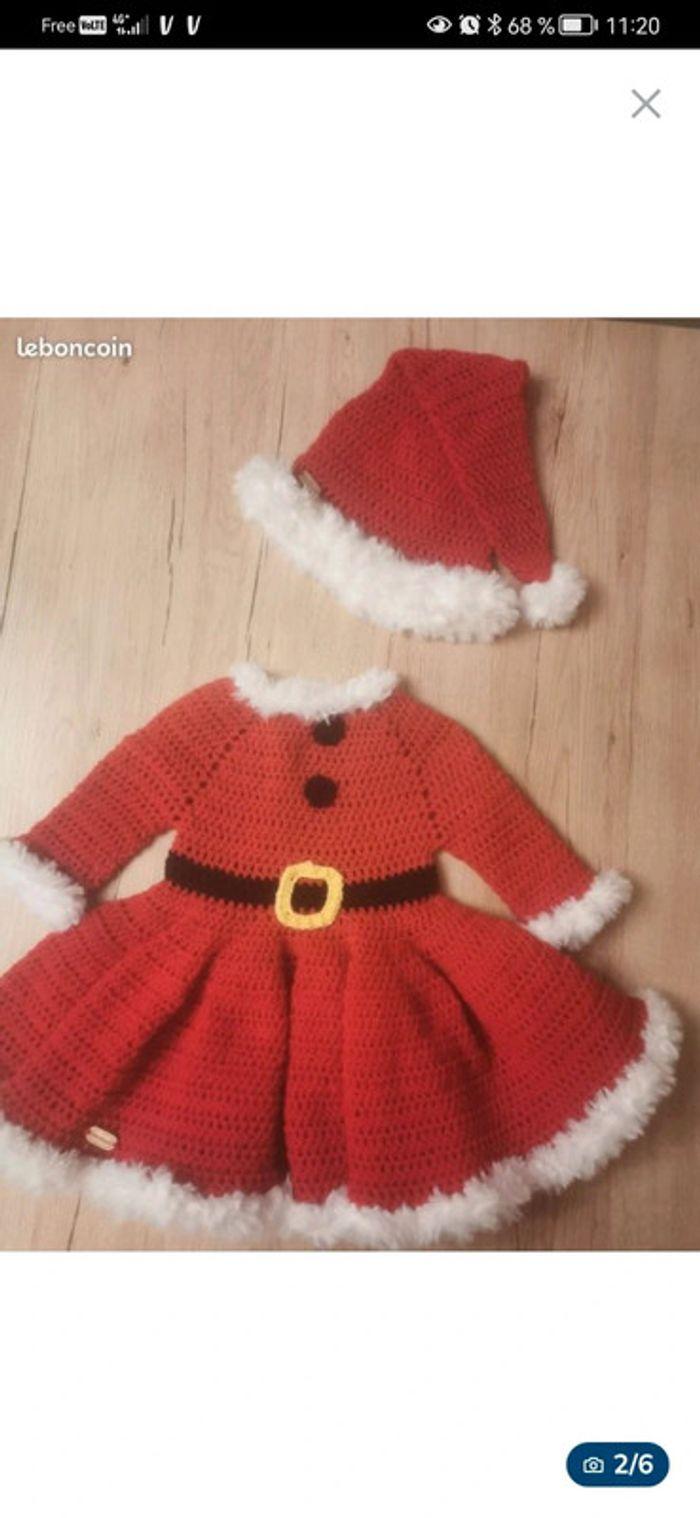 Robe de Noël 3 /6 mois fait main - photo numéro 2