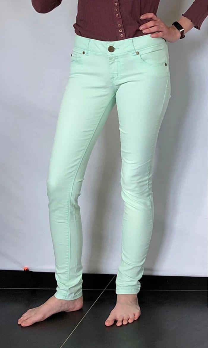 Jean slim taille basse Oxxy vert pastel taille 36 comme neuf - photo numéro 8