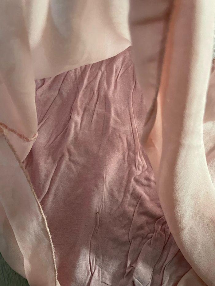 Blouse à manches courtes épaules ouverte rose dentelle taille 38 - photo numéro 4