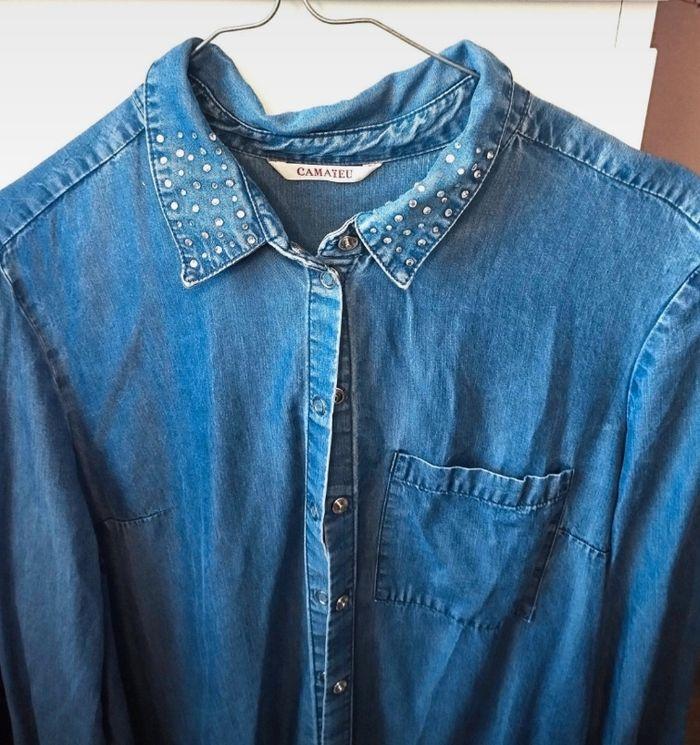 Chemise Camaïeu, bleu jean denim  t.40 - photo numéro 3