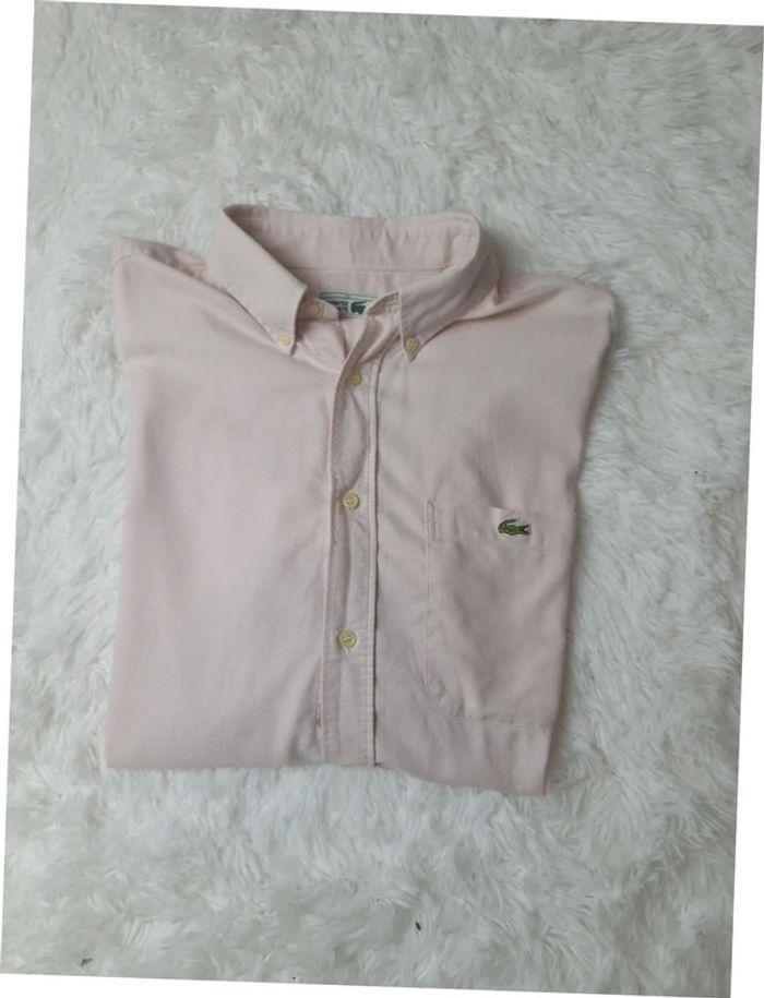 Chemise manches courtes lacoste rose taille L destockage été - photo numéro 1