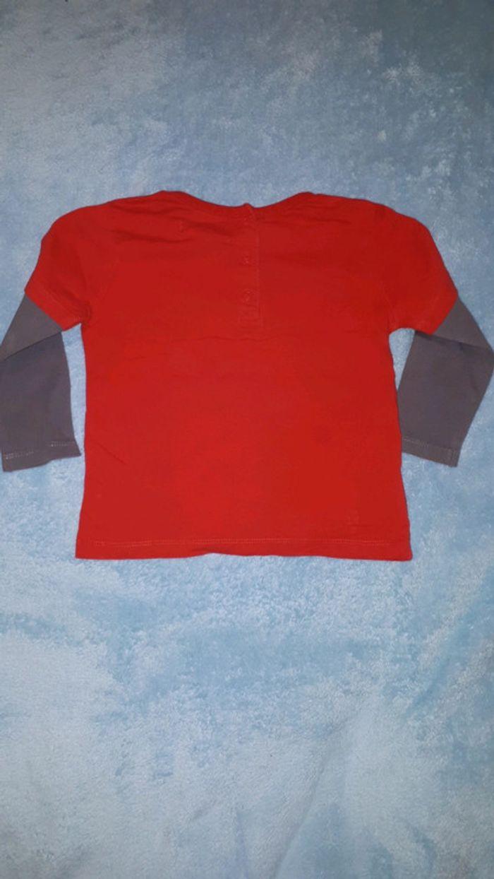 T-shirt manches longues garçon rouge et gris animaux Mes Petits Cailloux 18 mois - photo numéro 4