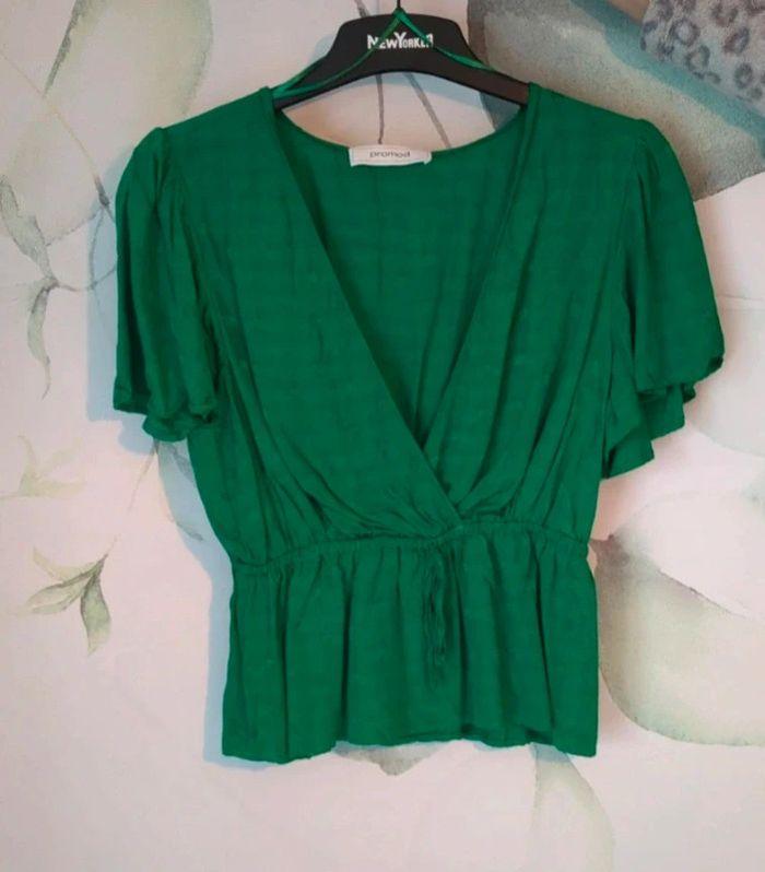 Blouse verte imprimé pois Promod dressing Kelly - photo numéro 1