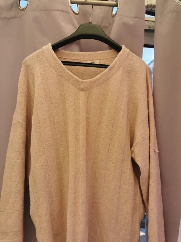 Pull  tout doux rose poudré Moewy taille L - photo numéro 5