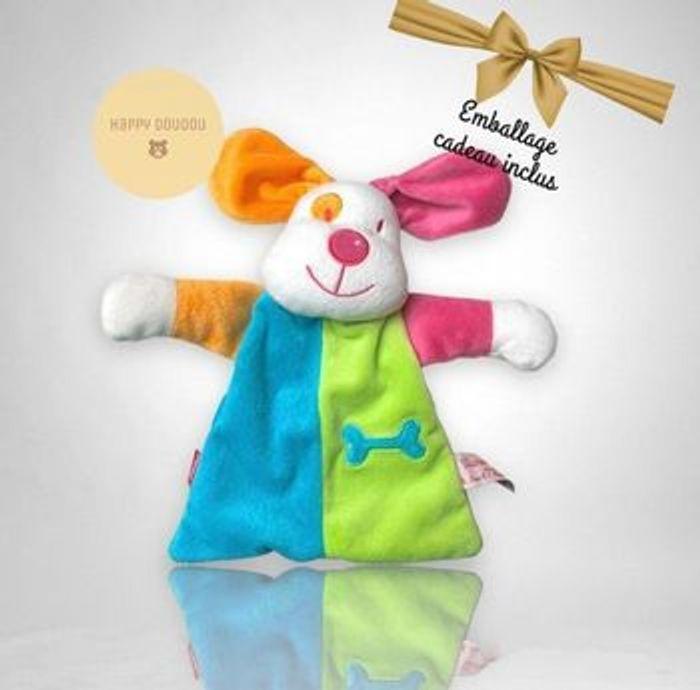 Peluche Doudou Chien coloré Os Tiamo DP109