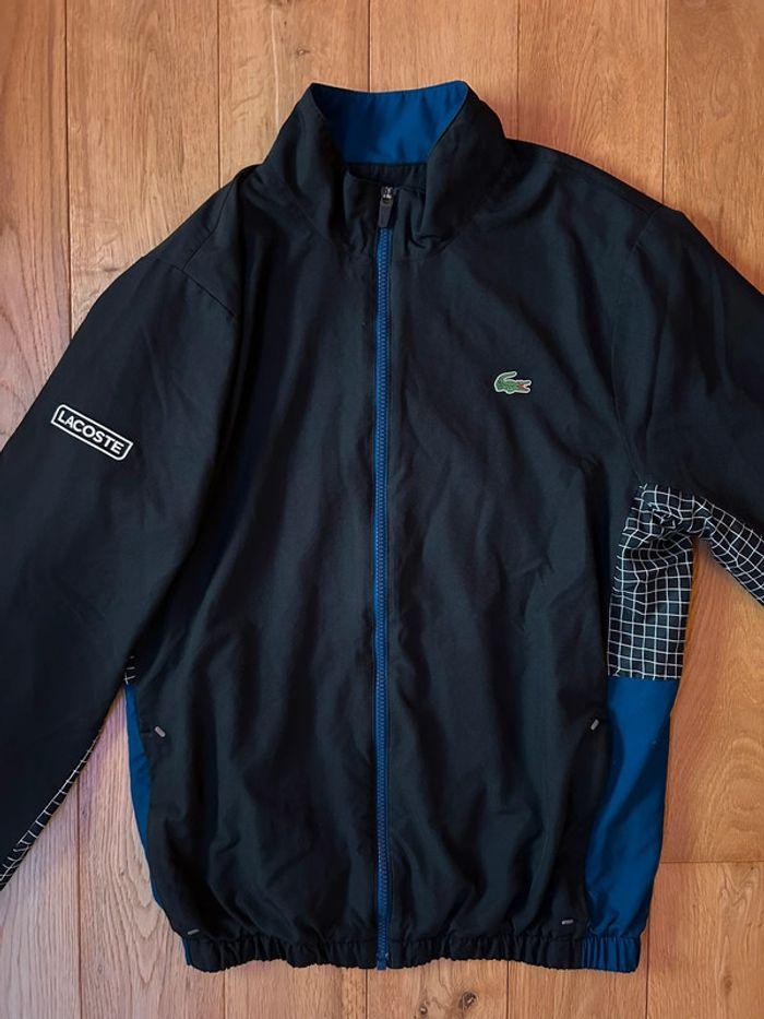 Veste Lacoste sport noire imperméable quadrillée - photo numéro 2