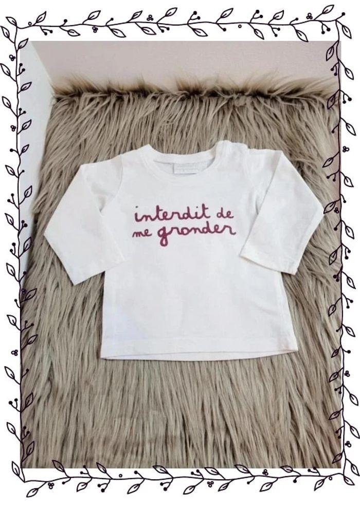 Joli T-shirt Interdit de me gronder 6 mois - photo numéro 1