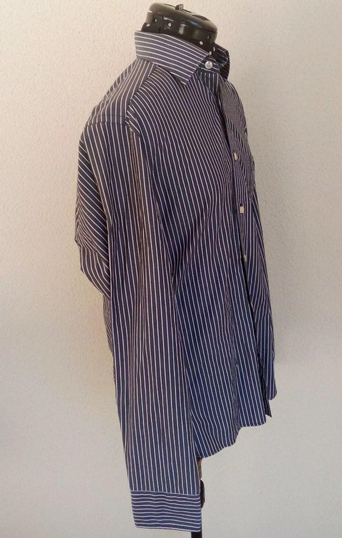 Chemise manches longues grise à rayures blanches Casa Moda taille 38 ou M - photo numéro 2