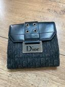 Porte monnaie vintage Dior monogramme noir en cuir