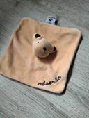 Doudou peluche plat ours marron beige absorba