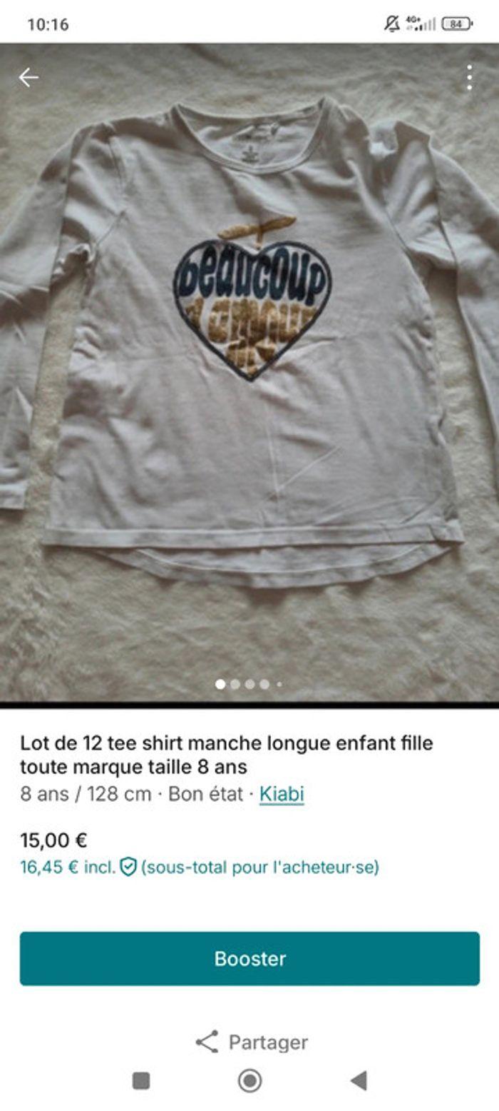 Lot de tee shirt manche longue  enfant fille toute marque taille 08 ans - photo numéro 1