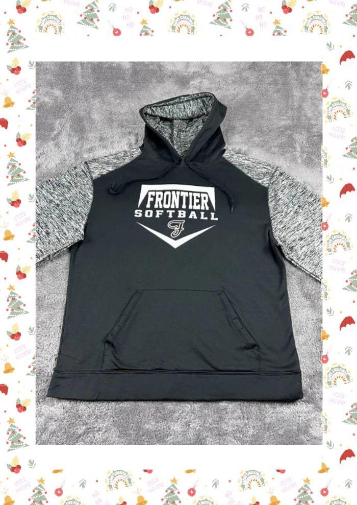 👕 Sweat à capuche Veste University Rare Vintage y2k 90s 2000s Frontier Softball Noir Taille L 👕 - photo numéro 7