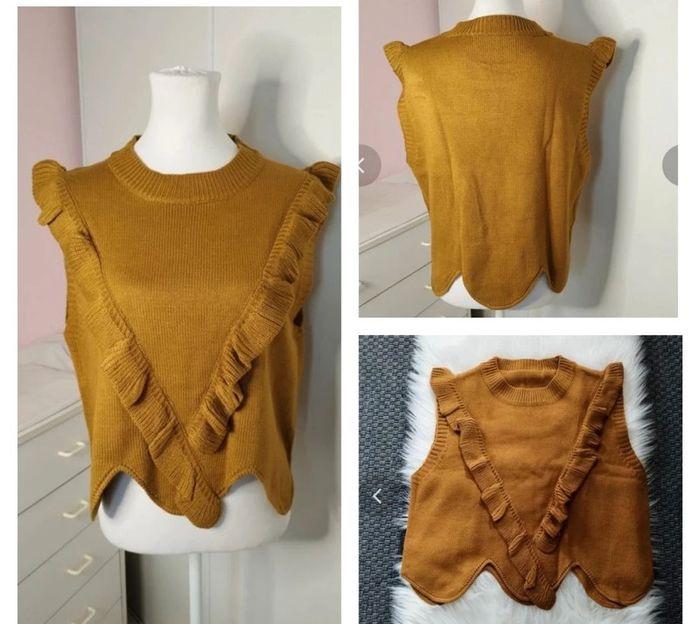 Pull léger marron sans manches femme taille 38/40 , M/ L 💛 - photo numéro 8