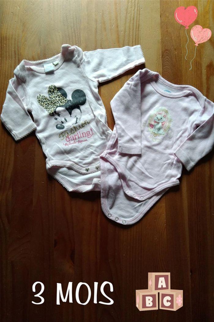 lot de 2 bodies disney fille 3 mois - photo numéro 1