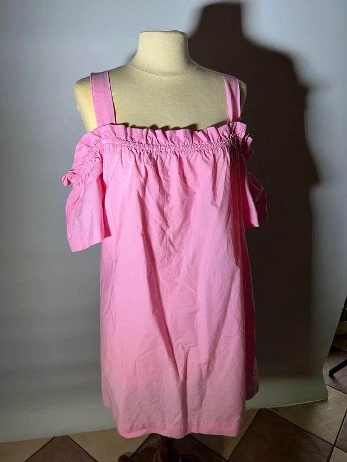 Robe d'été épaules dénudées rose - photo numéro 1