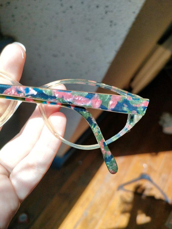 Lunettes vintage forme papillon monture plastique vert bleu et rose - photo numéro 3