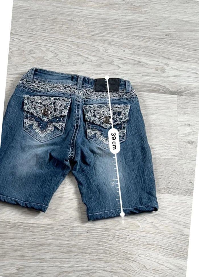 🩳 Short vintage brodé en jean  Bleu Taille XXS 🩳 - photo numéro 4