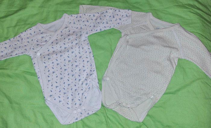 Lot 2 bodies manches longues mixte 6 mois petit bateau - photo numéro 1