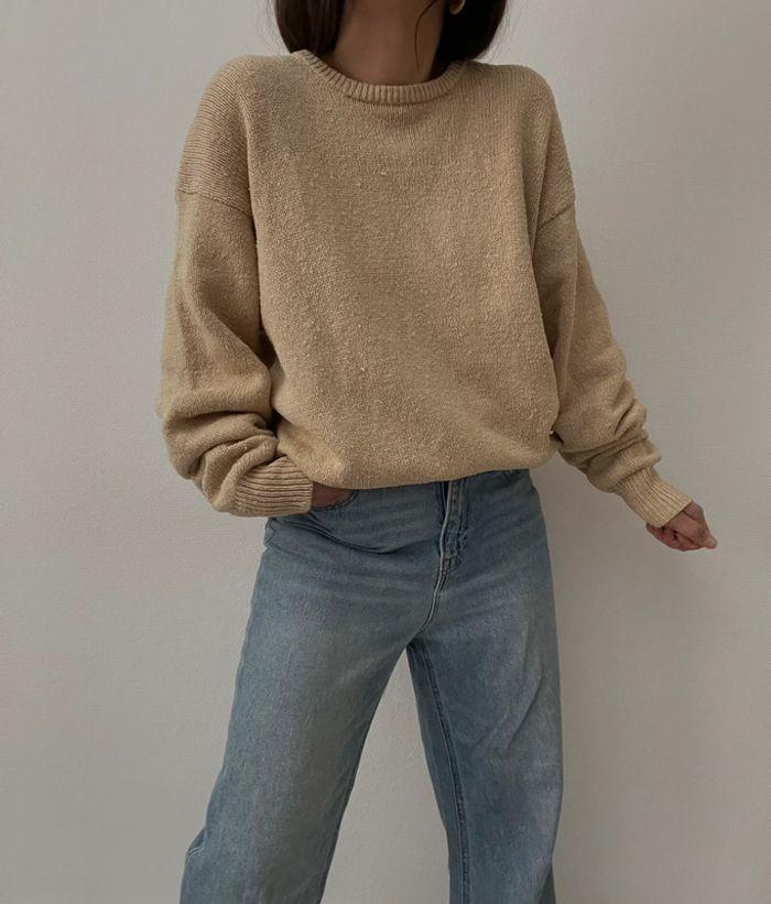 Oversized pull long beige soie et coton - photo numéro 8