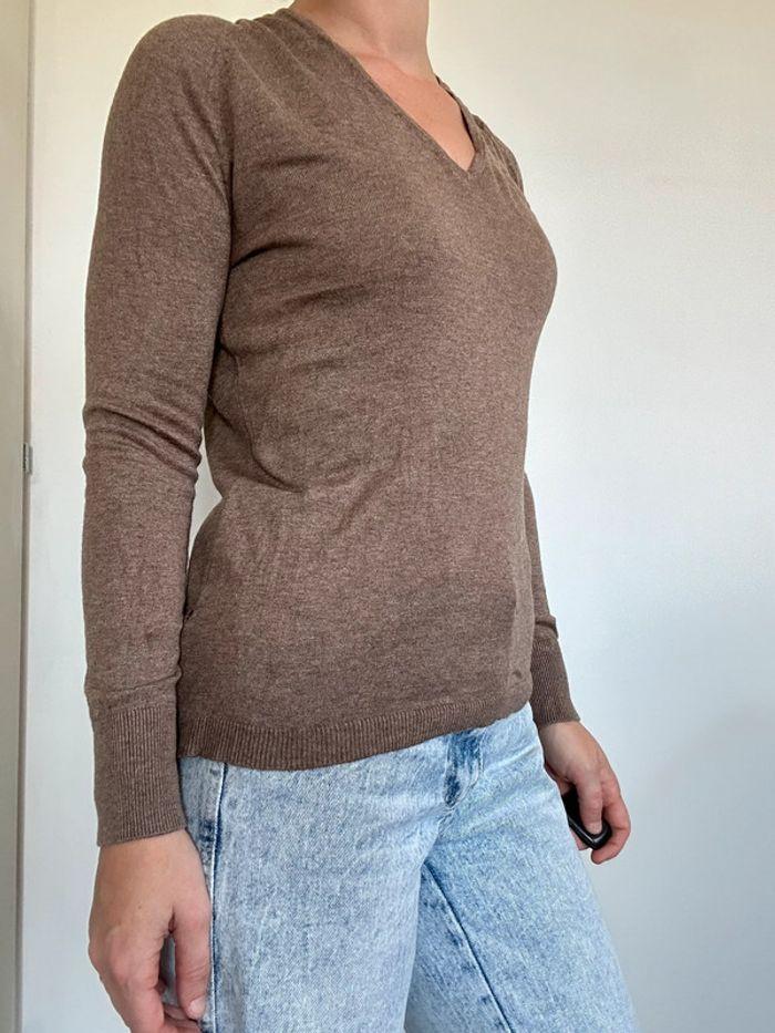 Pull col V marron Sélection taille 36 💖 - photo numéro 5