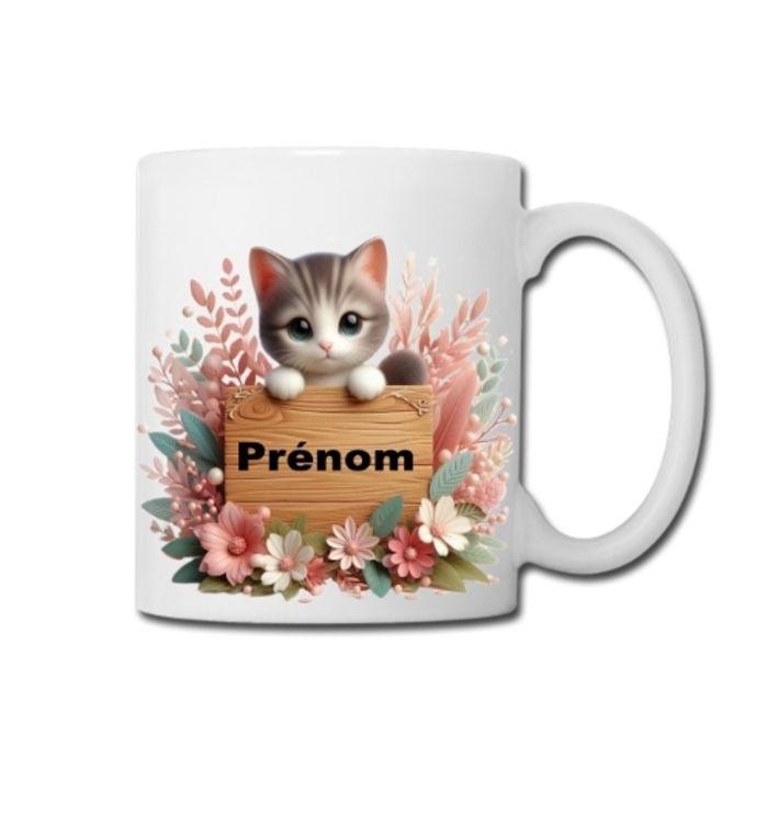 MUG Chaton à personnaliser (rose)