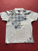 Tee shirt blanc, gris et bleu avec col. Vintage