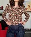 Blouse fleurs 36 rétro multicolore