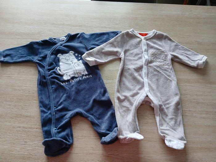 Lot de 2 pyjamas velours - 3 mois - photo numéro 1